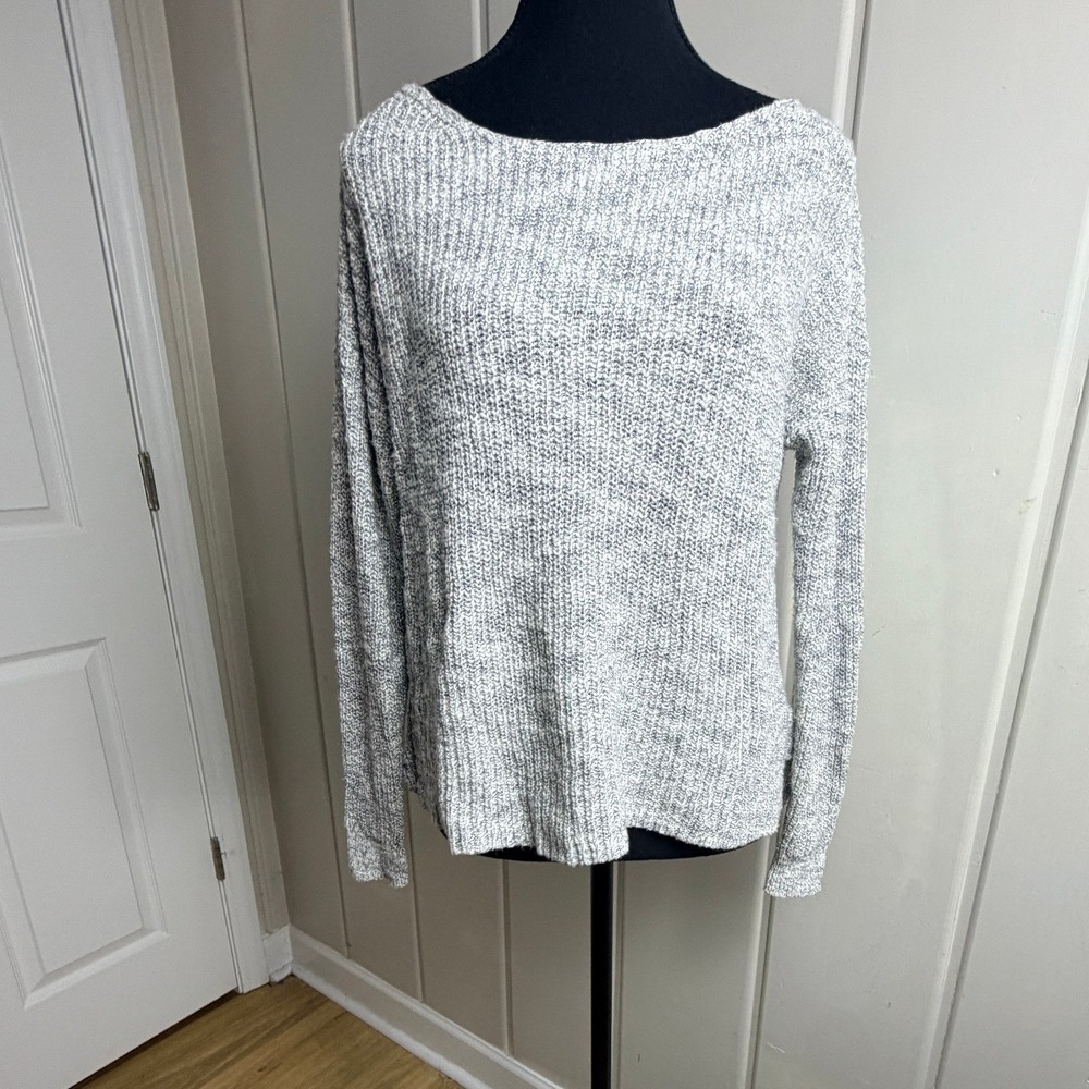 Madewell Womens Small Gray Marled Knit Boat Neck Pullover Sweater Long Sleeve